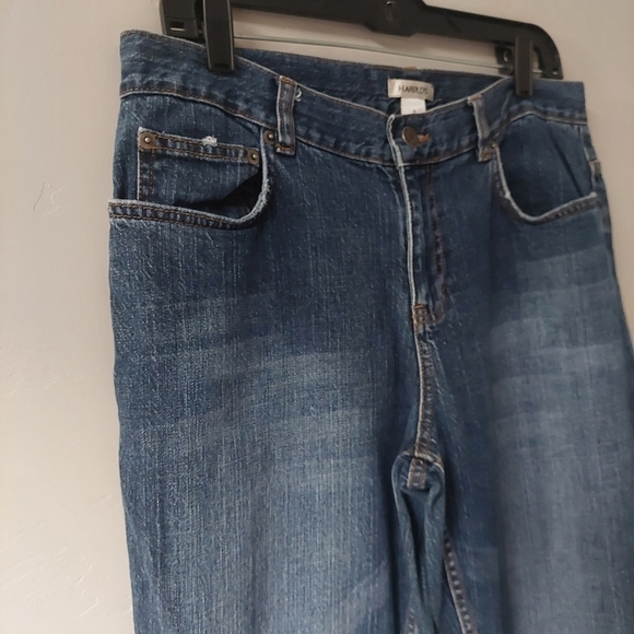 Harold's Blue Denim Jeans Embellished Back Pockets Flare Bootcut Size 12 Womens - Picture 14 of 14